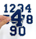Navy Silver Numbers Glitter Embroidery Patch