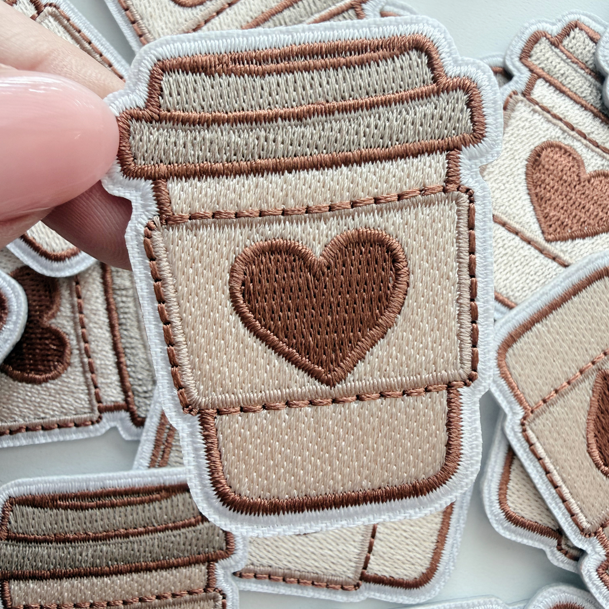 2" Coffee w heart -  Embroidered Patch