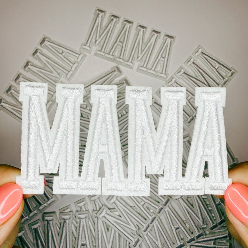 4" MAMA in WHITE or BLACK -  3D Embroidered Hat Patch
