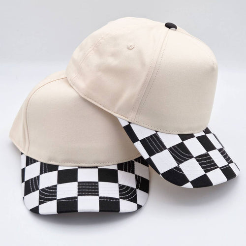 Black & White Cotton Checkered Blank Hats