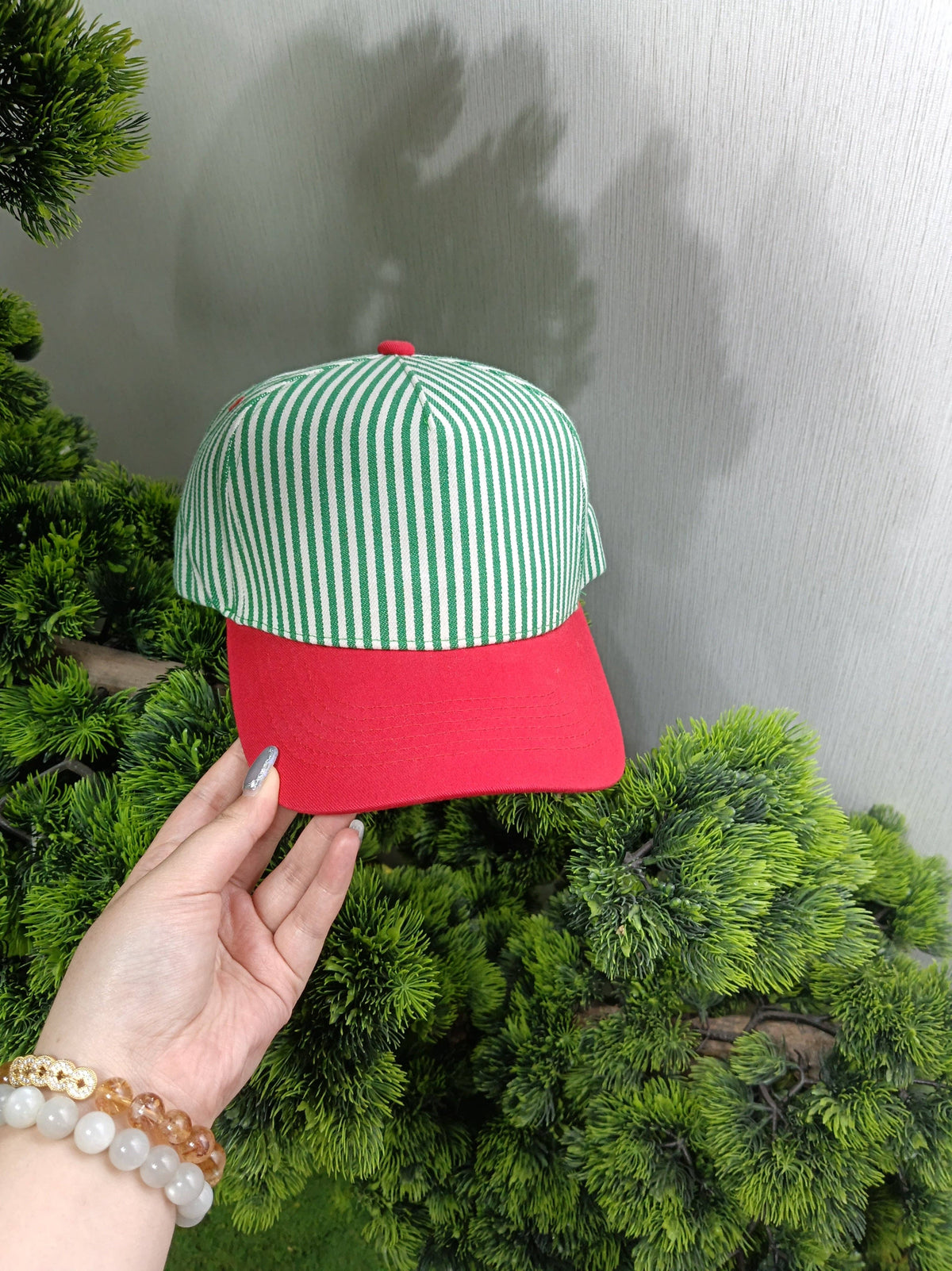 Red + Green Striped Hat - RTS