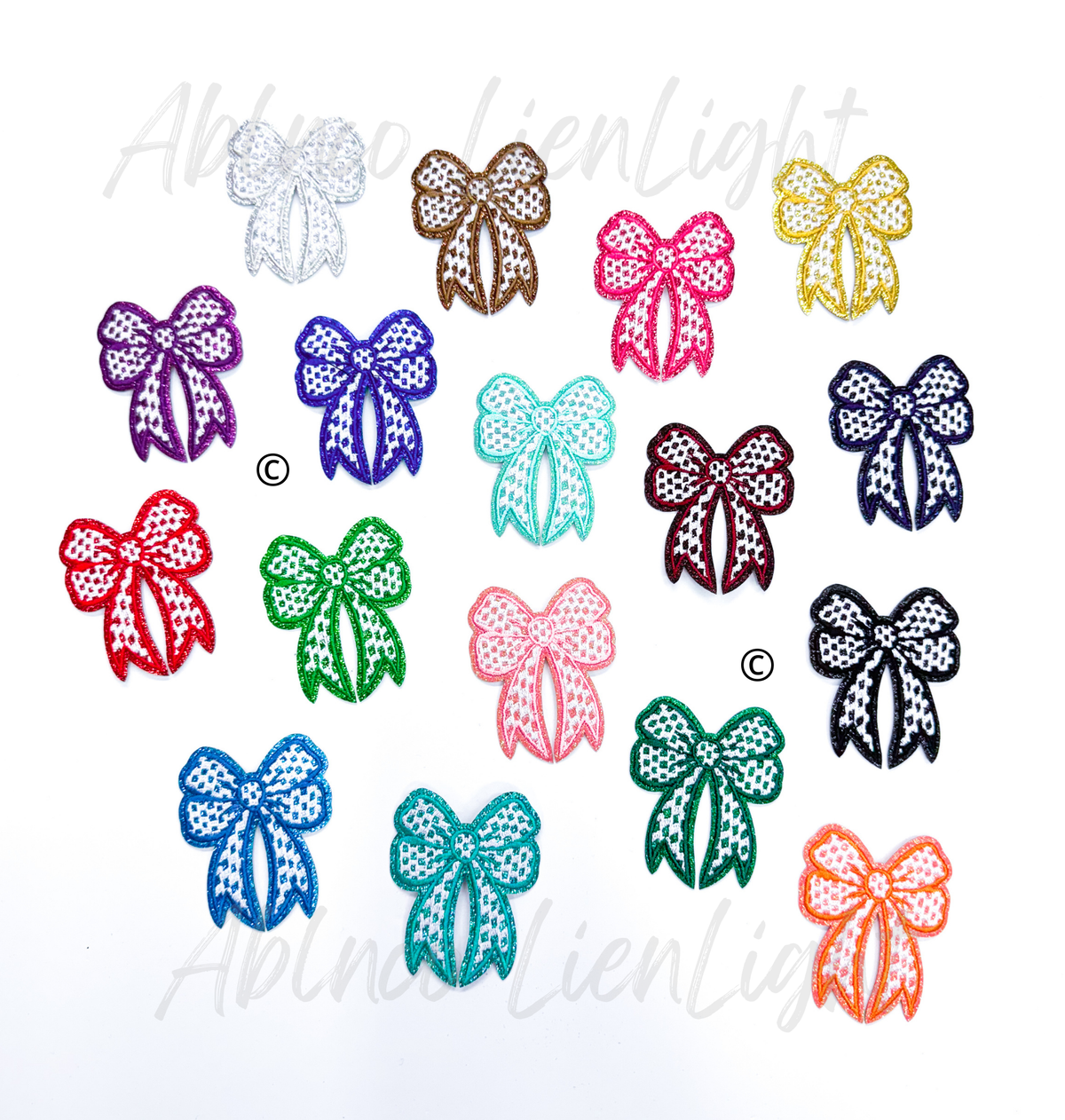 3” Glitter Checkered Embroidery Bow Patch