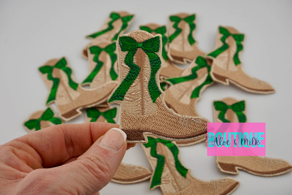 Boot with Bow, Western Patch, Cowgirl, Cowboy, Texas Patch