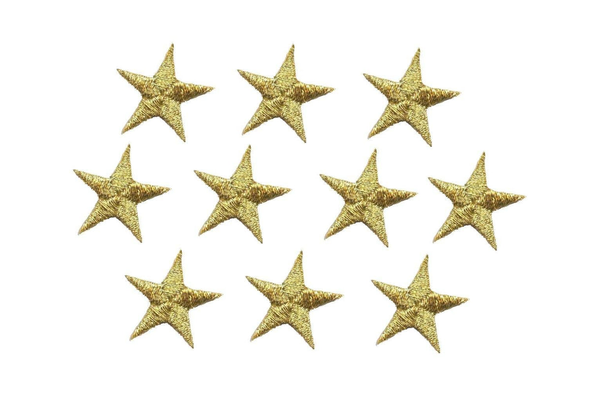 Metallic Gold Stars - 5/8" - Pack of 10 Pieces - Iron on Applique -150031-12