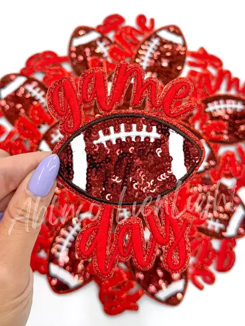 Red game day football sticker adhesive patch stadium bag