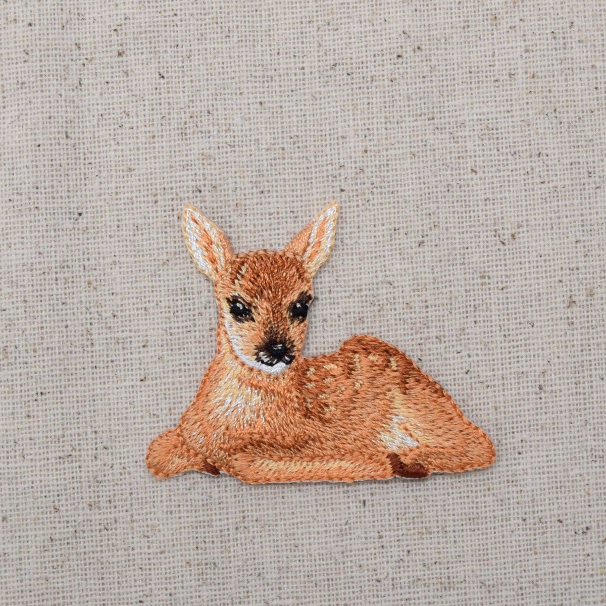 Natural Deer Fawn Laying Down - Embroidered Iron on Patch