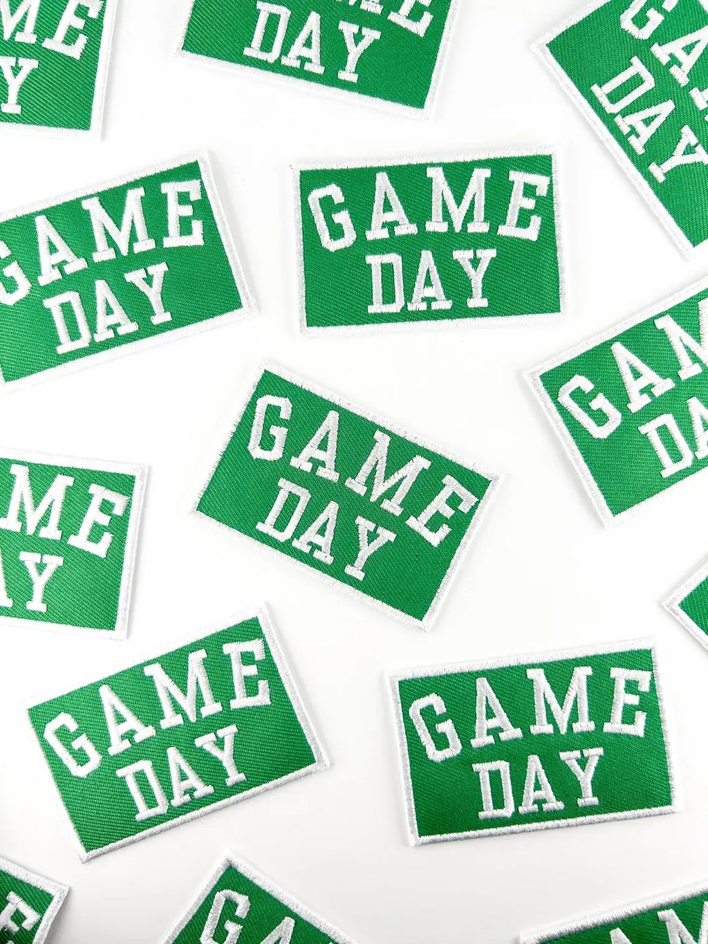 Green Game Day Embroidered Iron-On Patch Football Tailgate