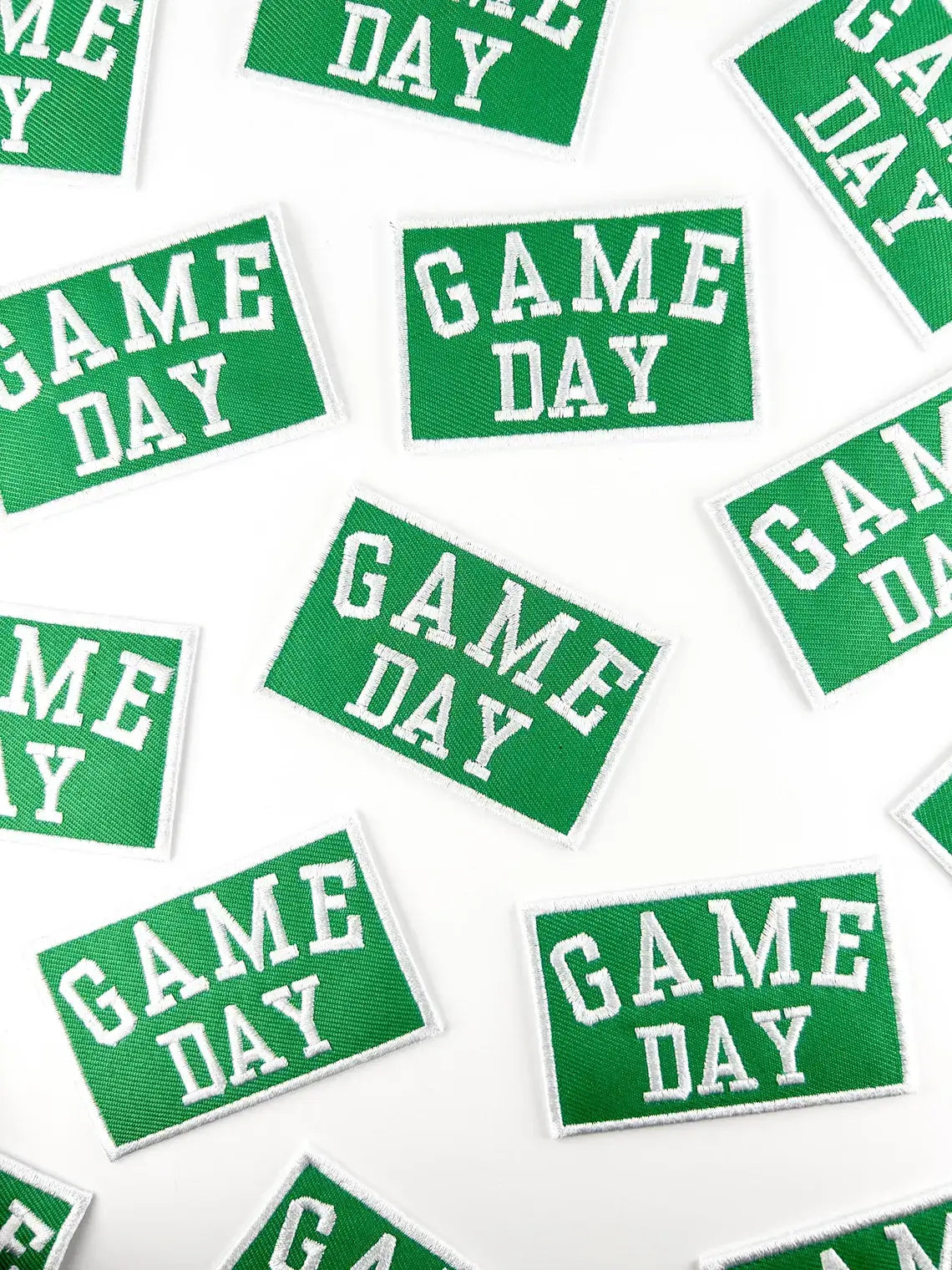 Green Game Day Embroidered Iron-On Patch Football Tailgate
