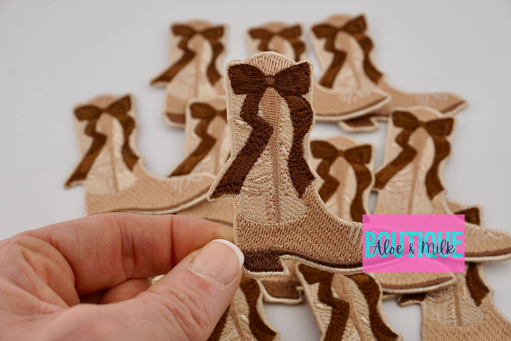 Boot with Bow, Western Patch, Cowgirl, Cowboy, Texas Patch
