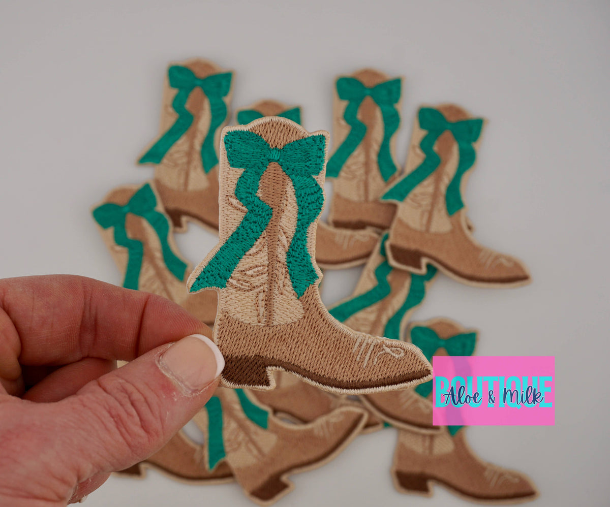 Boot with Bow, Western Patch, Cowgirl, Cowboy, Texas Patch