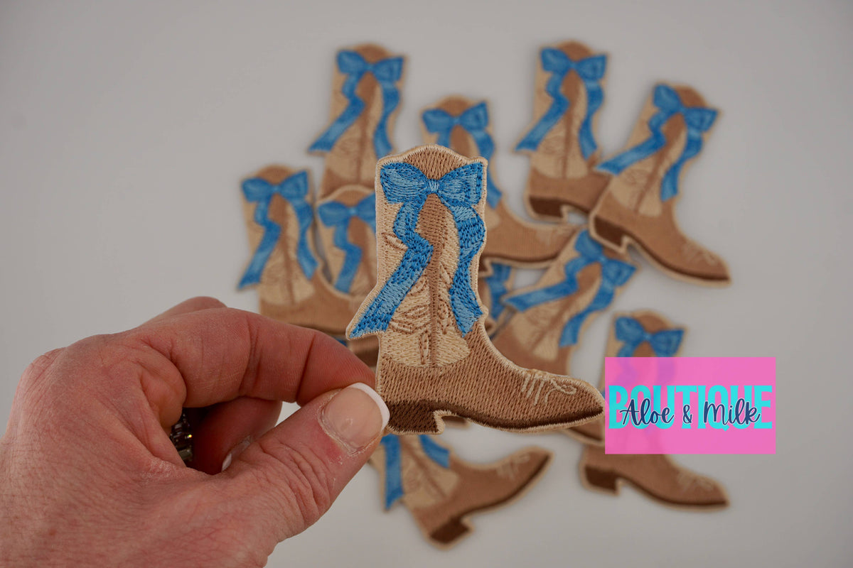 Boot with Bow, Western Patch, Cowgirl, Cowboy, Texas Patch
