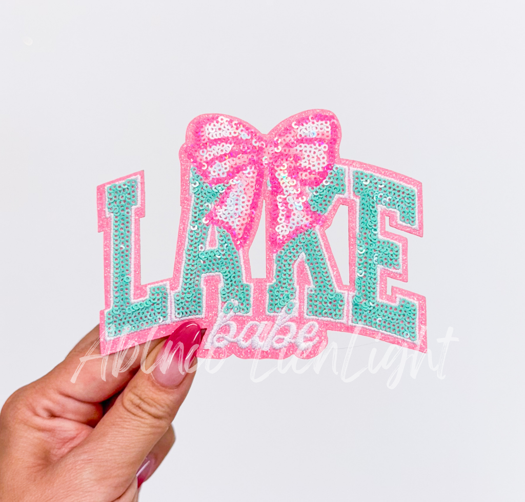 Pink Bow Lake Babe Summer Sequin Patch