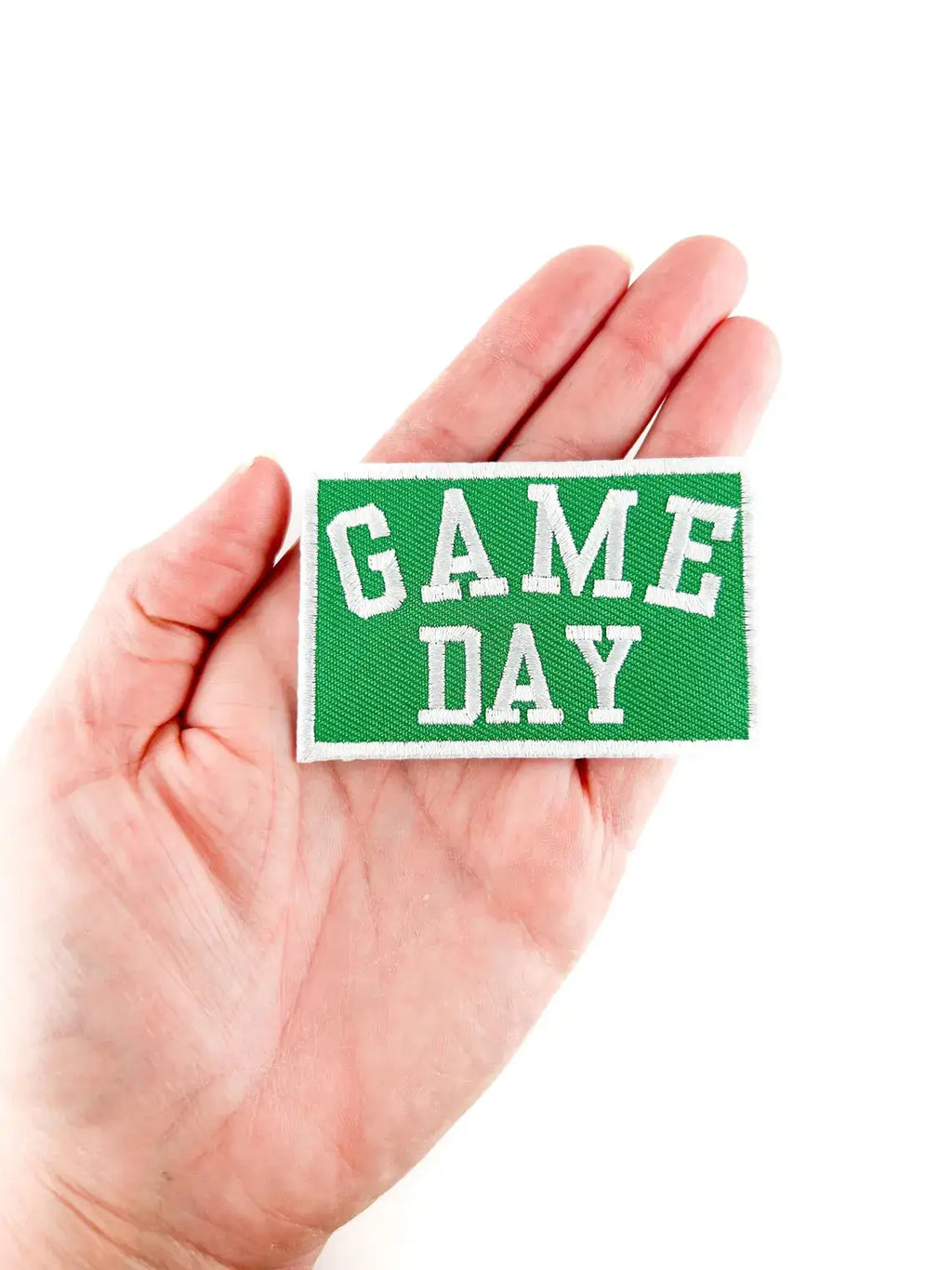 Green Game Day Embroidered Iron-On Patch Football Tailgate