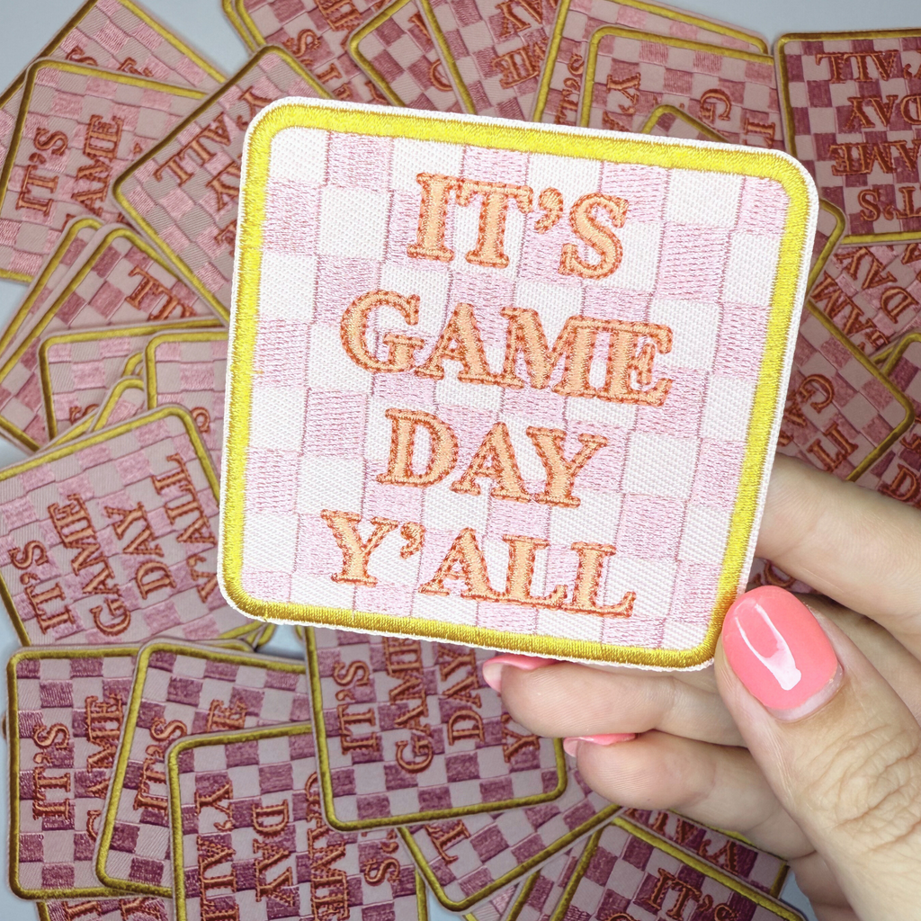 3" GAME DAY w checkered detail -  Embroidered Hat Patch