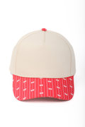 HOLIDAY STRIPES HEART BOW Printed Brim 5 Panel Two Tone Cap