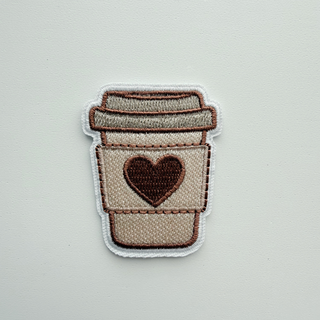 2" Coffee w heart -  Embroidered Patch