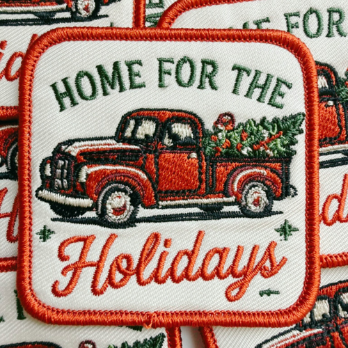 2.5" Home For The Holidays  -  Embroidered Hat Patch