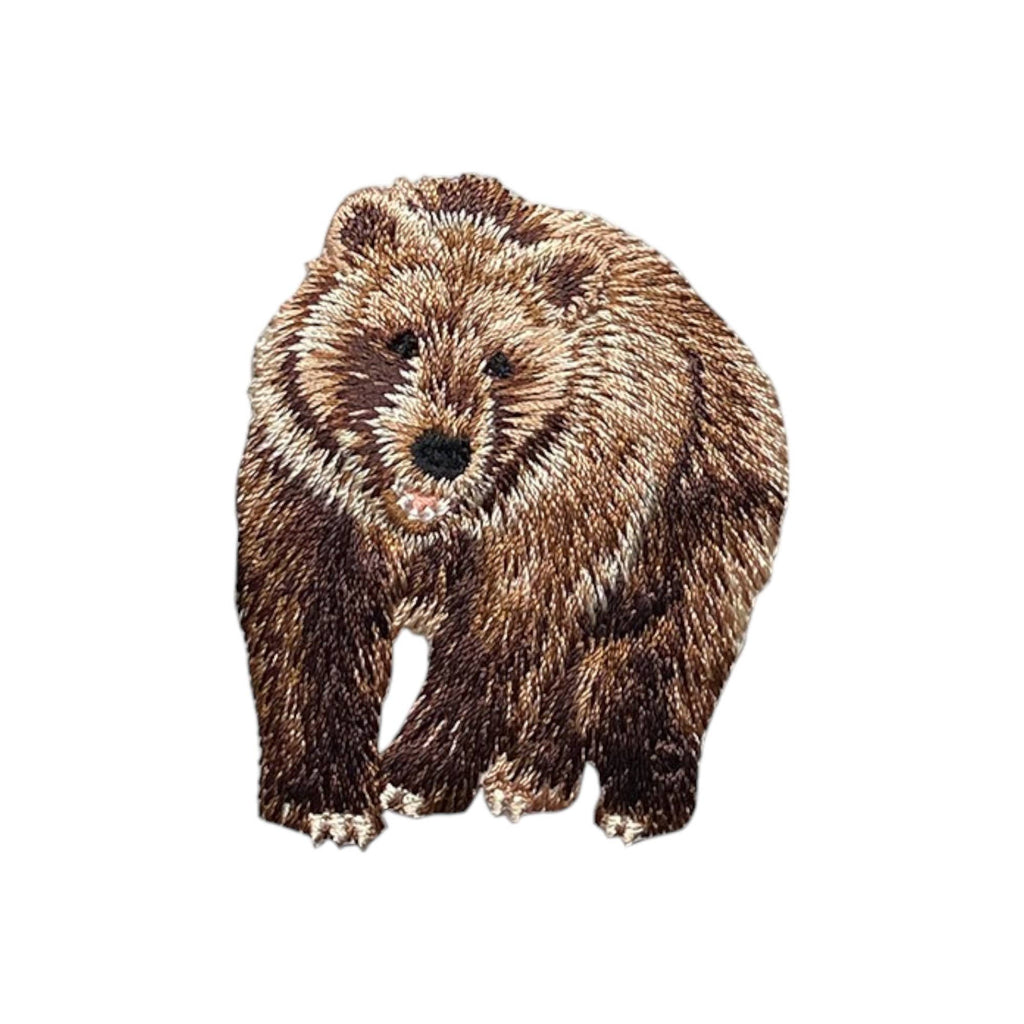 Brown Grizzly Bear, Animals, Embroidered, Iron on Patch