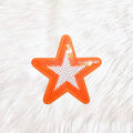 Outline Star Orange and White Sequin Iron On Patch