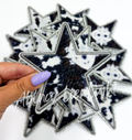 White cow print star glitter trucker hat patch iron on