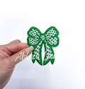 3” Glitter Checkered Embroidery Bow Patch