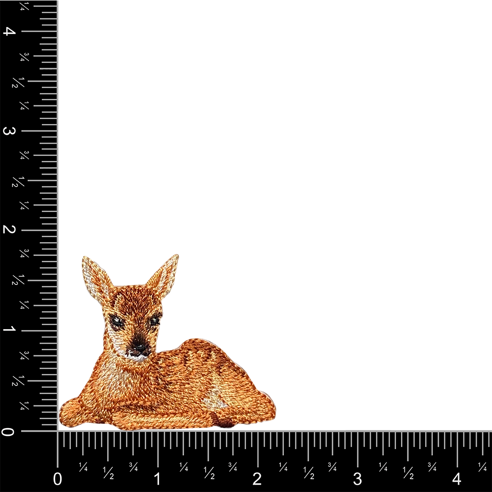 Natural Deer Fawn Laying Down - Embroidered Iron on Patch