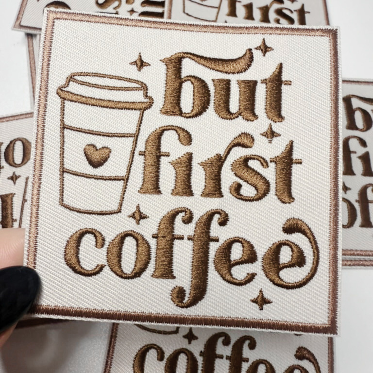 3" But First Coffee  -  Embroidered Hat Patch