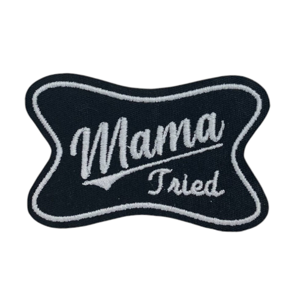 Mama Tried, Black, Embroidered Iron on Patch
