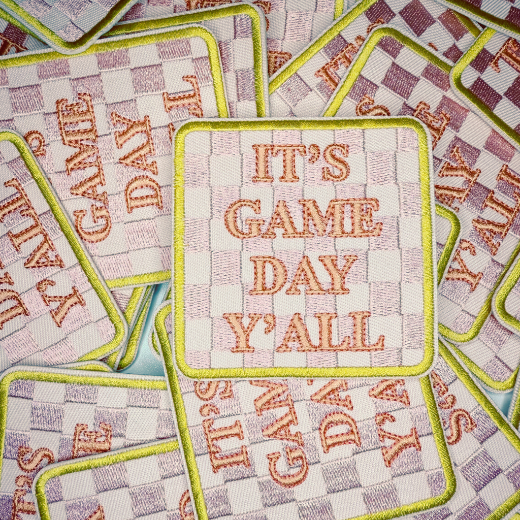 3" GAME DAY w checkered detail -  Embroidered Hat Patch