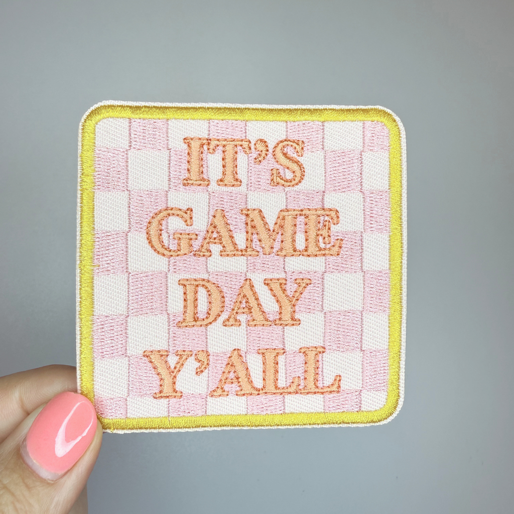 3" GAME DAY w checkered detail -  Embroidered Hat Patch
