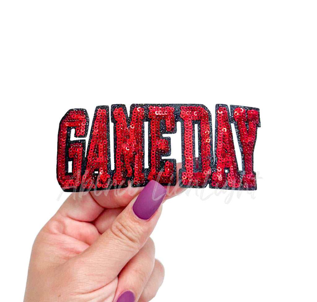 Red Game Day Varsity Sequins Patch-Small