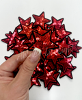 Trucker hat small patches 2” red sequin star iron on patch