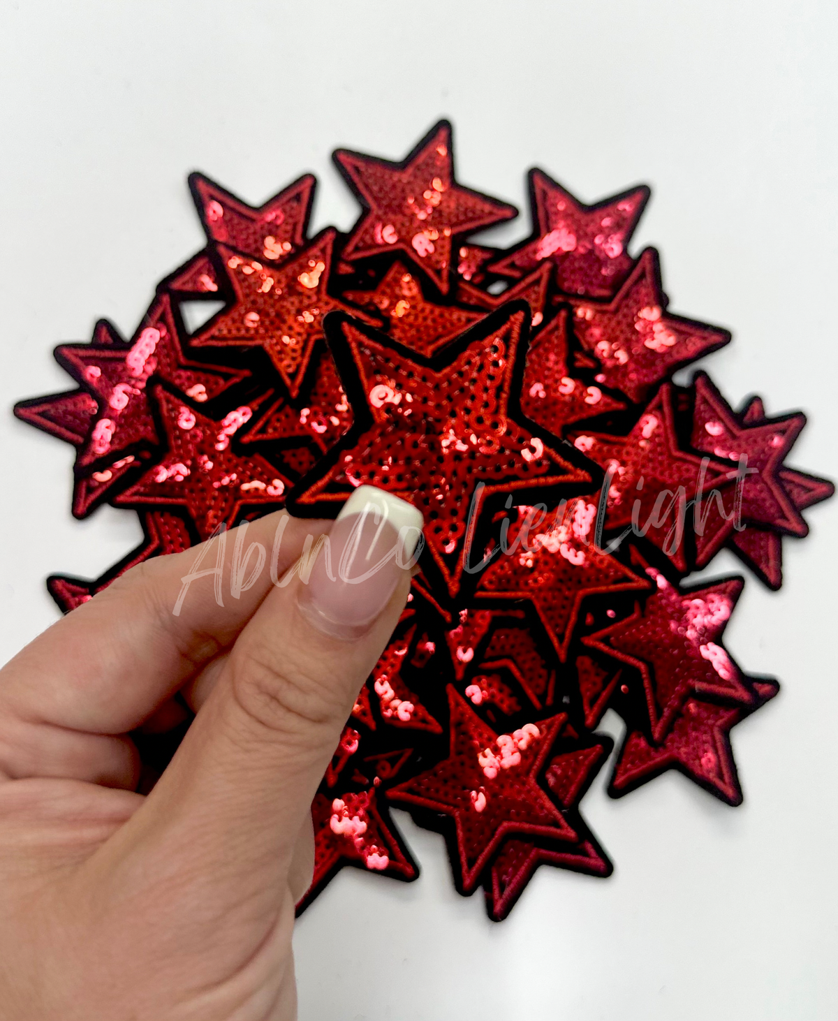 Trucker hat small patches 2” red sequin star iron on patch
