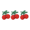 Set of 3 - Cherries Two Red Cherry on Stem Iron on Patch