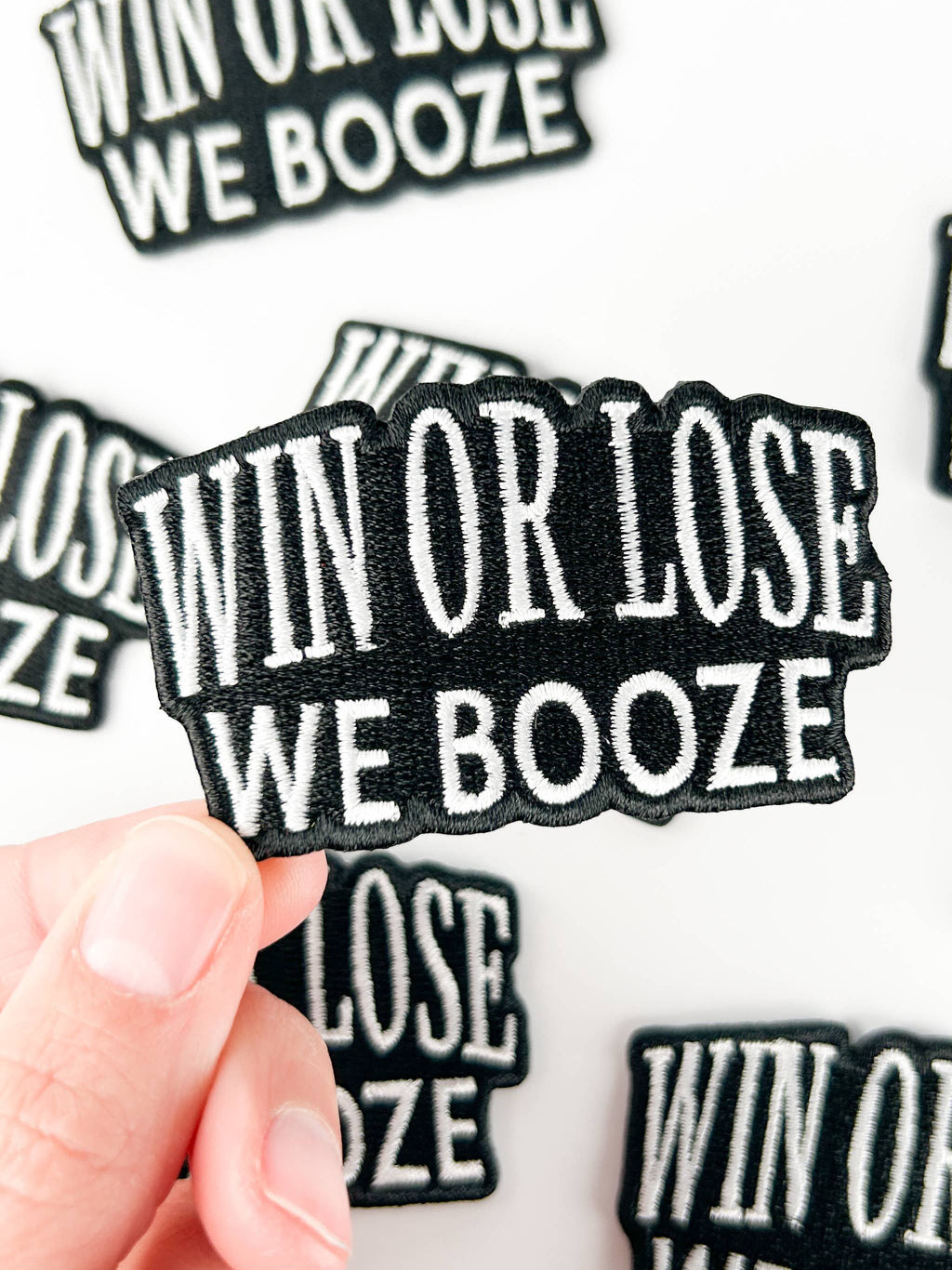 Win or Lose We Booze Embroidered Patch Funny Drinking Iron