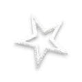 3-3/4" Open White Star Outline Iron on Embroidered Patch