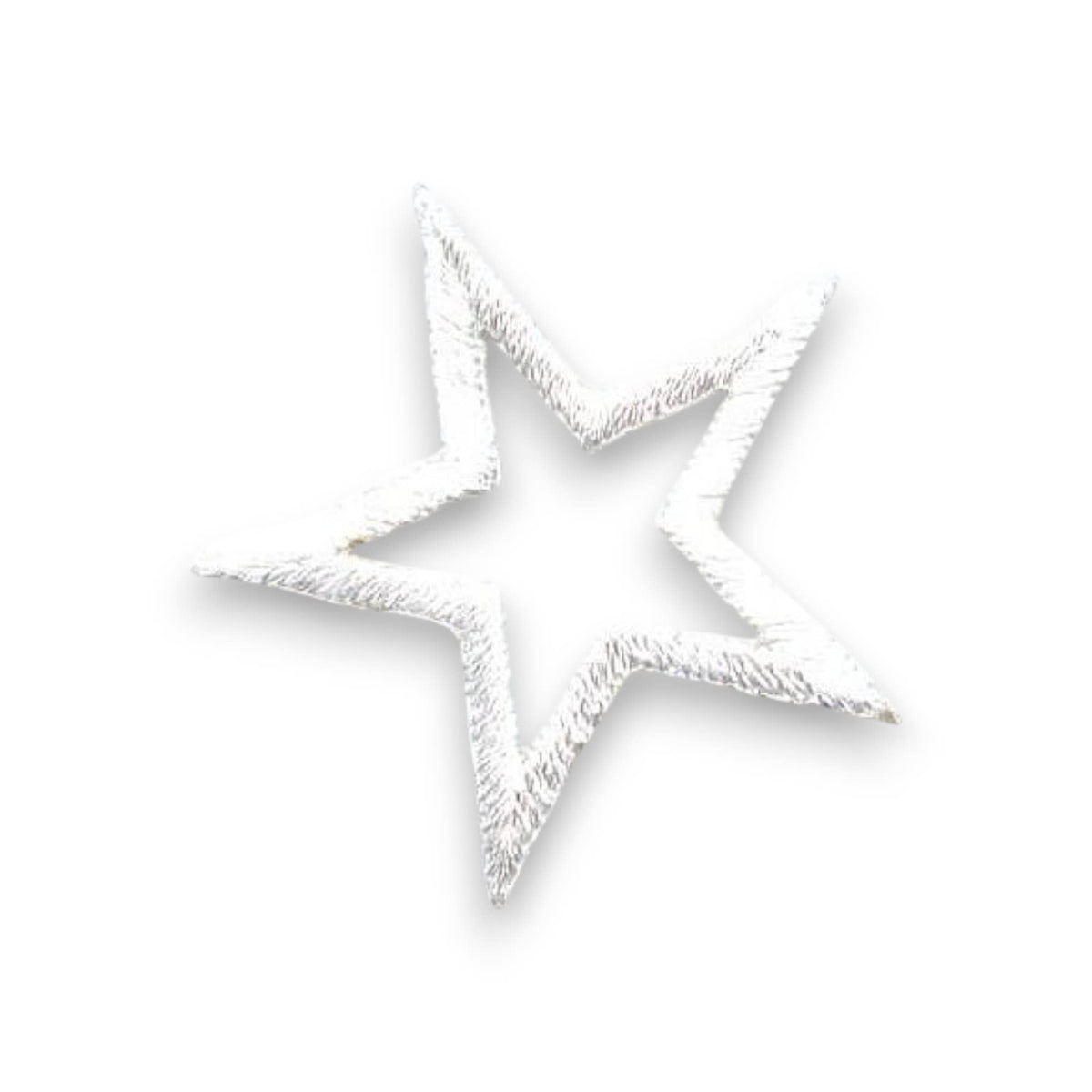 3-3/4" Open White Star Outline Iron on Embroidered Patch
