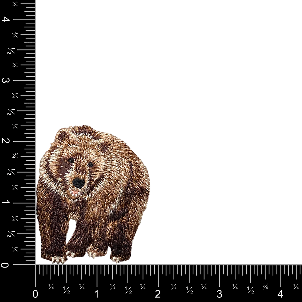 Brown Grizzly Bear, Animals, Embroidered, Iron on Patch
