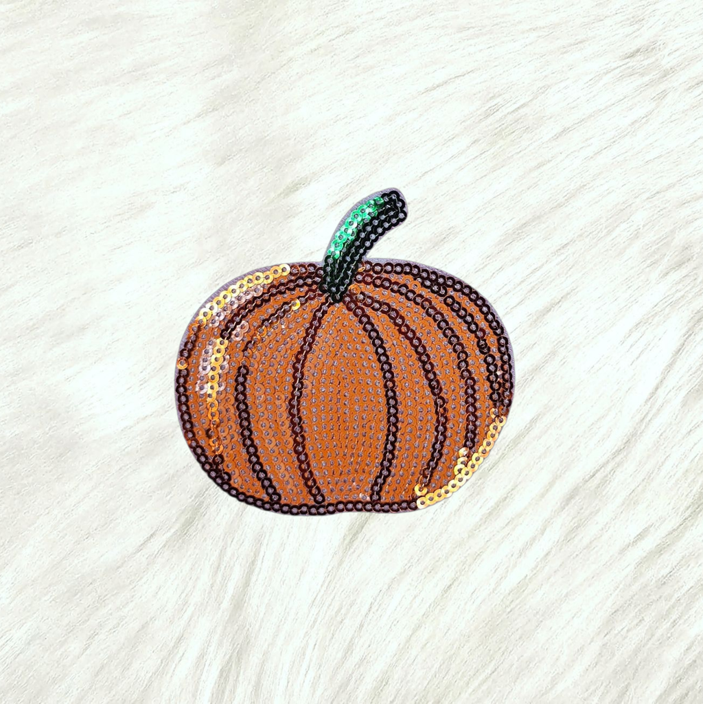 Pumpkin Orange Sequin Iron On Patch