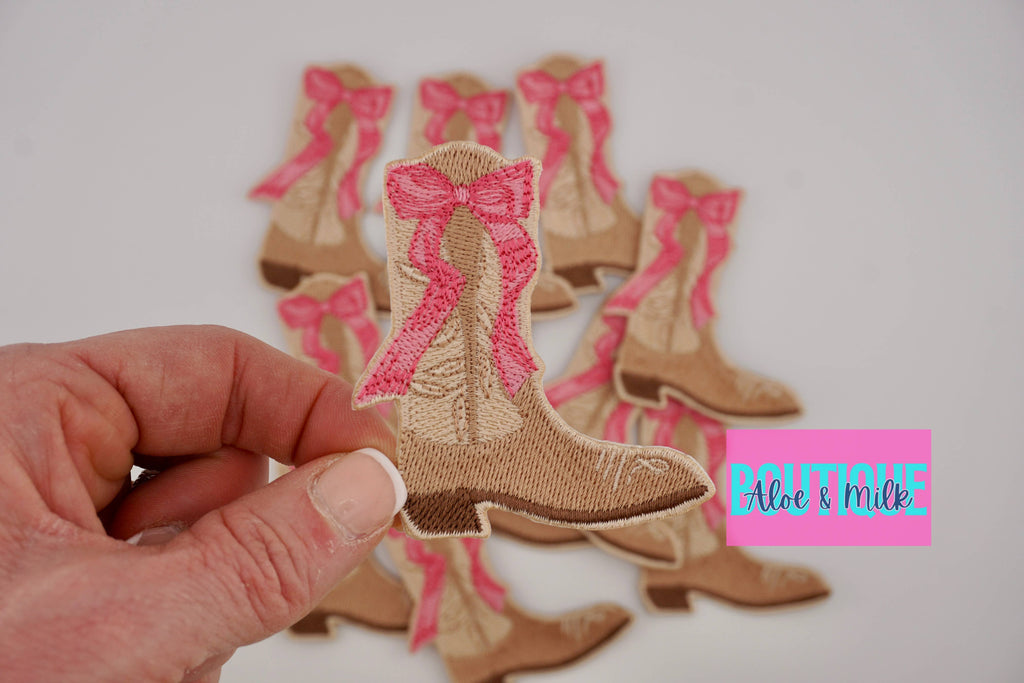 Boot with Bow, Western Patch, Cowgirl, Cowboy, Texas Patch