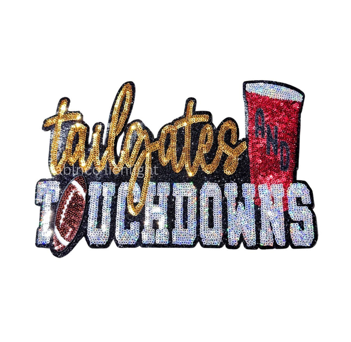 Tailgates And Touchdowns Football Sequin Patch - Small