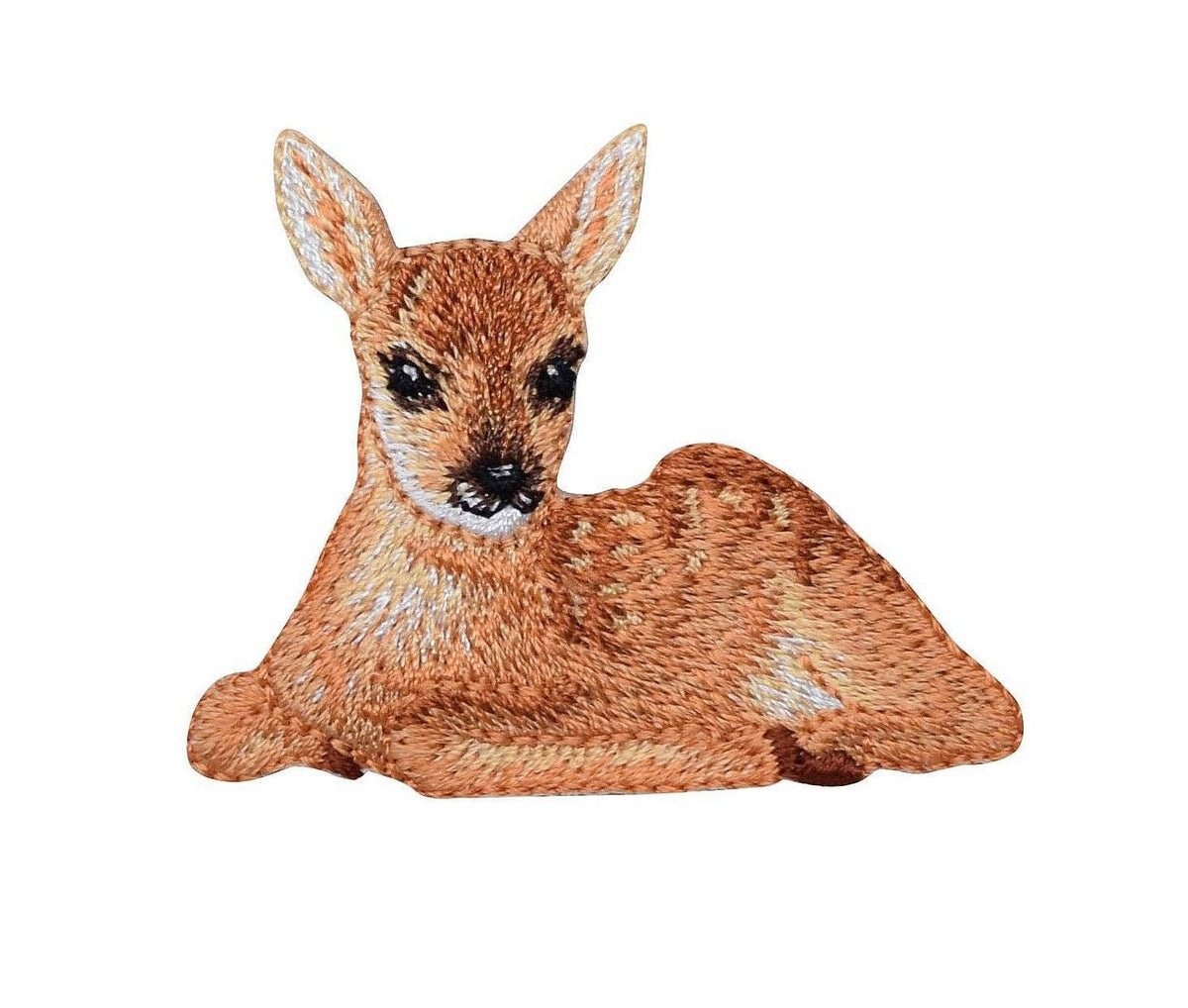 Natural Deer Fawn Laying Down - Embroidered Iron on Patch