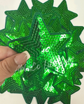 Trucker hat patches 3” green sequin star patch iron on