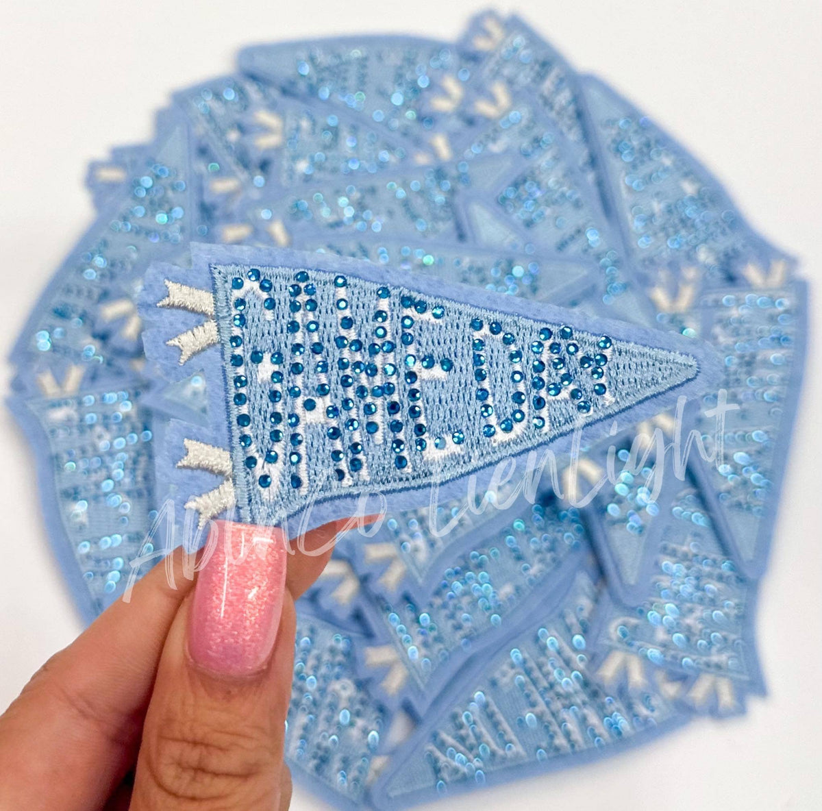 Blue game day rhinestone patch trucker hat patches iron on