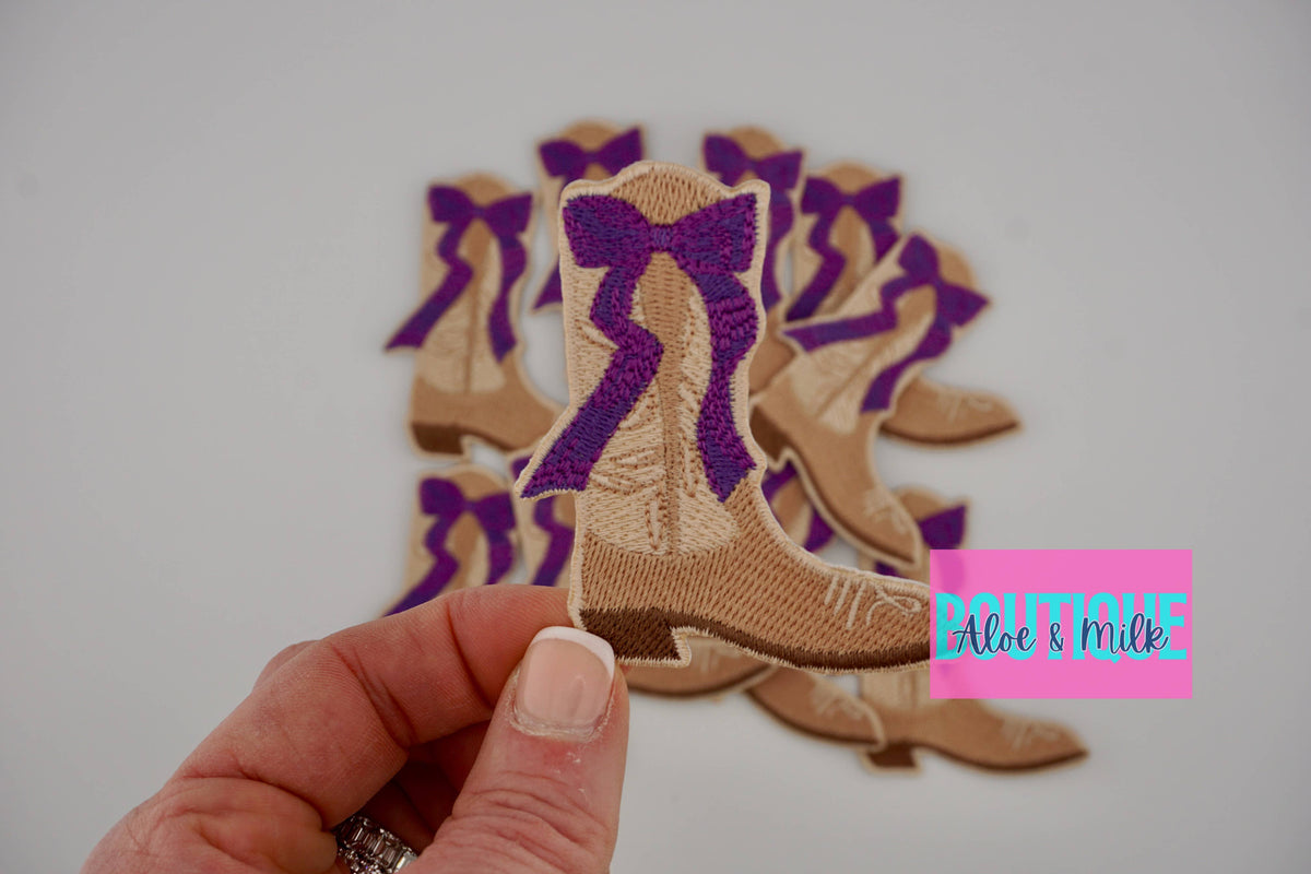Boot with Bow, Western Patch, Cowgirl, Cowboy, Texas Patch