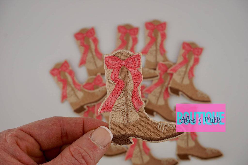 Boot with Bow, Western Patch, Cowgirl, Cowboy, Texas Patch