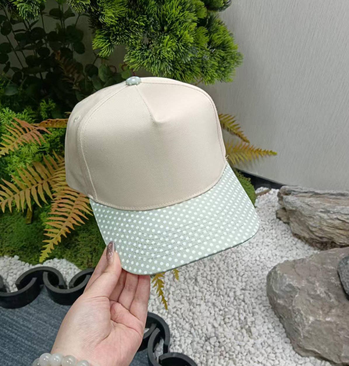 Green Polka Dot Hat - RTS